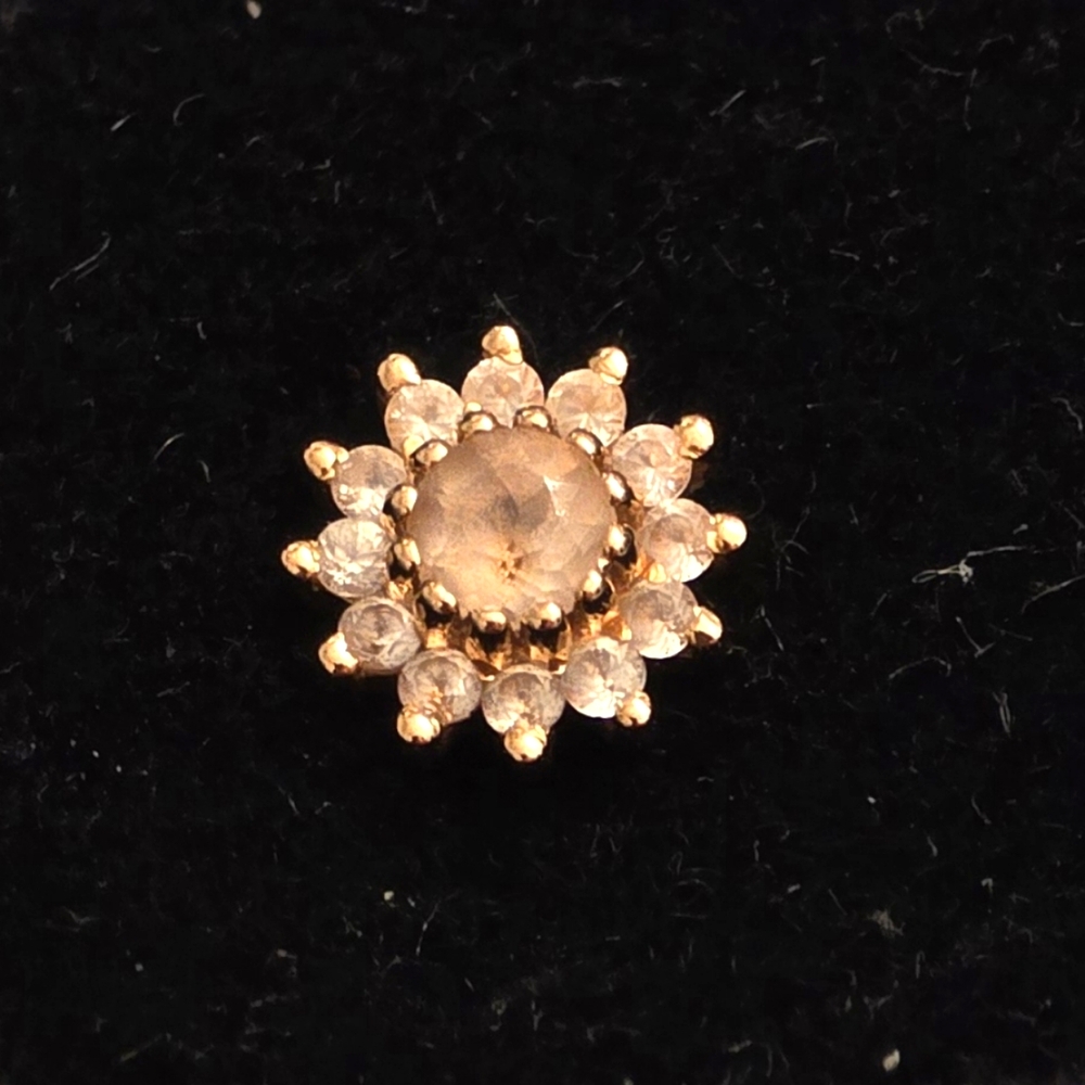 BVLA "Rose" 14k Rose Gold Threaded 16g Earring Morganite and Lab Diamonds